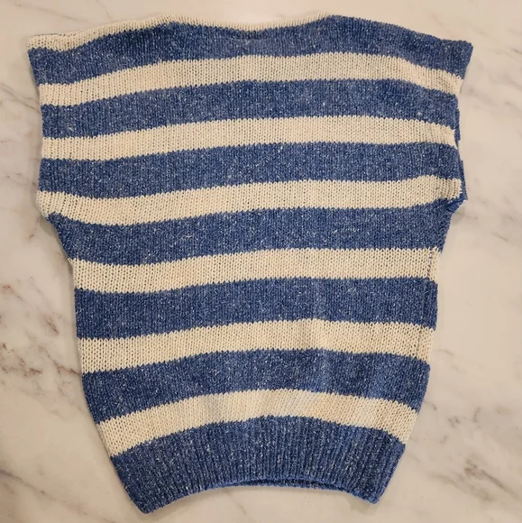 80's 90's Vintage‎ stripe Silk sleeveless cap sleeve sweater - Picture 3 of 7